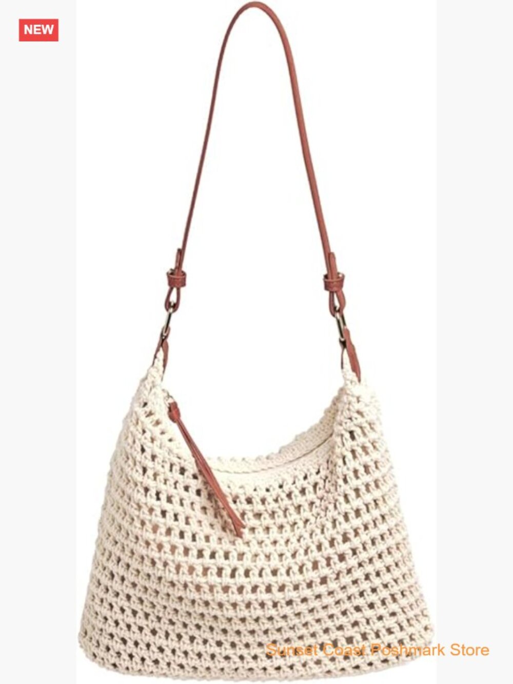 Women Cotton Crochet String Bag Handwoven Knitted Summer Beach Shoulder Bag